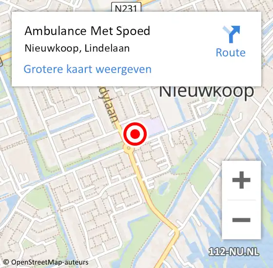 Locatie op kaart van de 112 melding: Ambulance Met Spoed Naar Nieuwkoop, Lindelaan op 20 september 2016 21:57