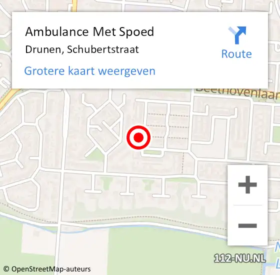 Locatie op kaart van de 112 melding: Ambulance Met Spoed Naar Drunen, Schubertstraat op 20 september 2016 22:00