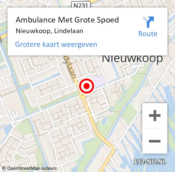 Locatie op kaart van de 112 melding: Ambulance Met Grote Spoed Naar Nieuwkoop, Lindelaan op 20 september 2016 22:01