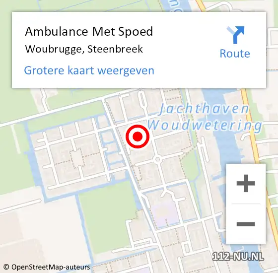 Locatie op kaart van de 112 melding: Ambulance Met Spoed Naar Woubrugge, Steenbreek op 20 september 2016 23:23
