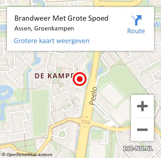 Locatie op kaart van de 112 melding: Brandweer Met Grote Spoed Naar Assen, Groenkampen op 21 september 2016 02:02