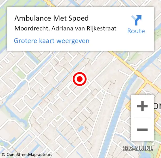 Locatie op kaart van de 112 melding: Ambulance Met Spoed Naar Moordrecht, Adriana van Rijkestraat op 21 september 2016 02:06