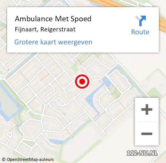 Locatie op kaart van de 112 melding: Ambulance Met Spoed Naar Fijnaart, Reigerstraat op 21 september 2016 05:01