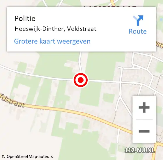 Locatie op kaart van de 112 melding: Politie Heeswijk-Dinther, Veldstraat op 27 december 2013 23:05