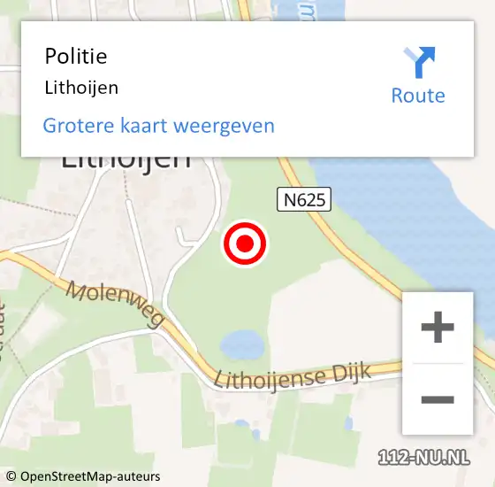Locatie op kaart van de 112 melding: Politie Lithoijen op 21 september 2016 06:58