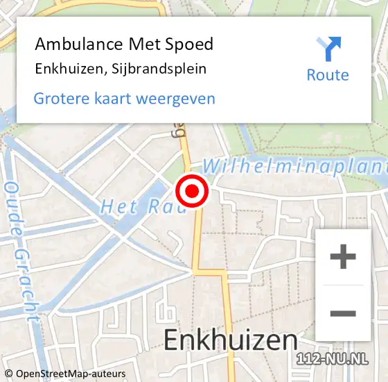 Locatie op kaart van de 112 melding: Ambulance Met Spoed Naar Enkhuizen, Sijbrandsplein op 21 september 2016 07:06