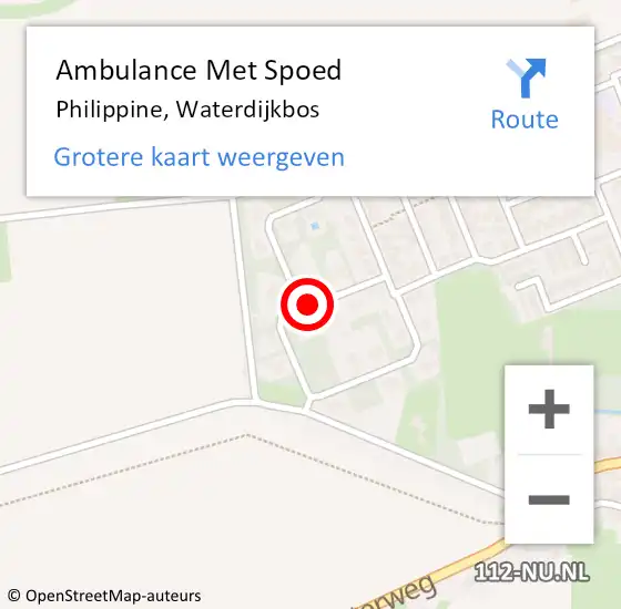 Locatie op kaart van de 112 melding: Ambulance Met Spoed Naar Philippine, Waterdijkbos op 21 september 2016 08:15