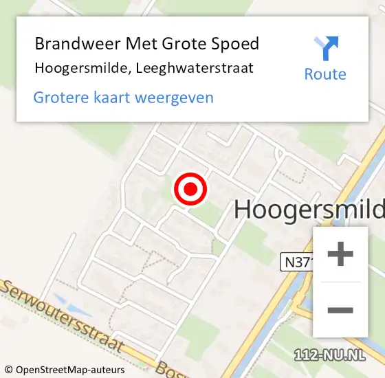 Locatie op kaart van de 112 melding: Brandweer Met Grote Spoed Naar Hoogersmilde, Leeghwaterstraat op 21 september 2016 08:19