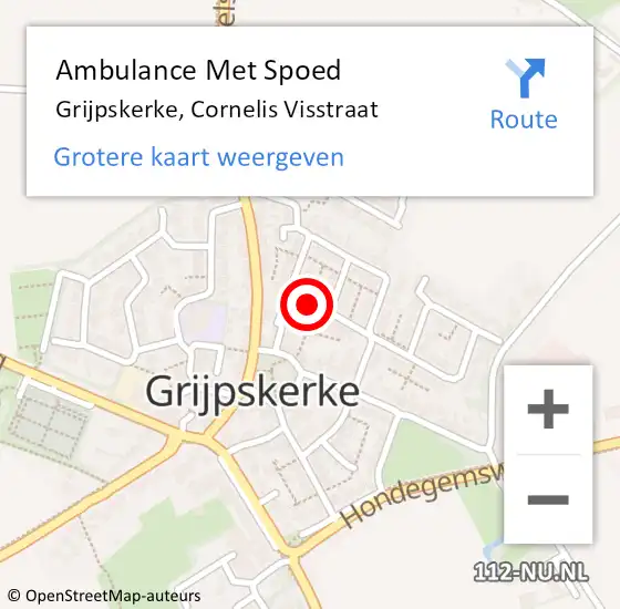 Locatie op kaart van de 112 melding: Ambulance Met Spoed Naar Grijpskerke, Cornelis Visstraat op 21 september 2016 08:29