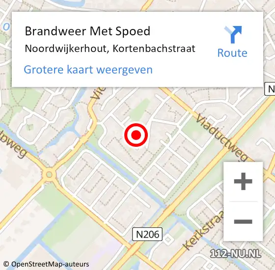Locatie op kaart van de 112 melding: Brandweer Met Spoed Naar Noordwijkerhout, Kortenbachstraat op 21 september 2016 08:37