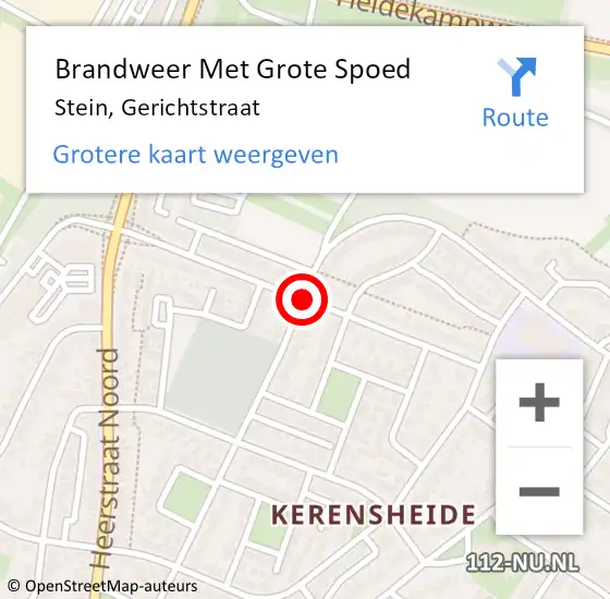 Locatie op kaart van de 112 melding: Brandweer Met Grote Spoed Naar Stein, Gerichtstraat op 21 september 2016 11:05