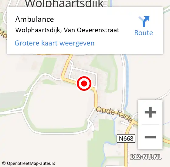 Locatie op kaart van de 112 melding: Ambulance Wolphaartsdijk, Van Oeverenstraat op 21 september 2016 11:28