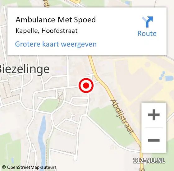Locatie op kaart van de 112 melding: Ambulance Met Spoed Naar Kapelle, Hoofdstraat op 21 september 2016 12:13