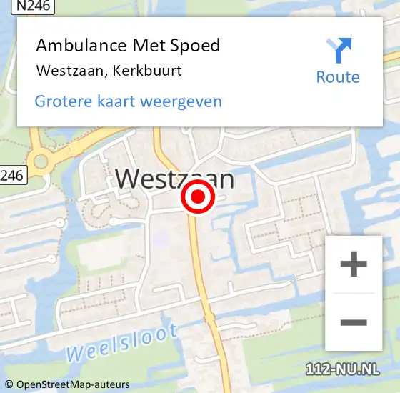 Locatie op kaart van de 112 melding: Ambulance Met Spoed Naar Westzaan, Kerkbuurt op 21 september 2016 13:26