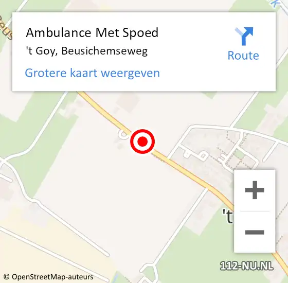 Locatie op kaart van de 112 melding: Ambulance Met Spoed Naar 't Goy, Beusichemseweg op 21 september 2016 13:49