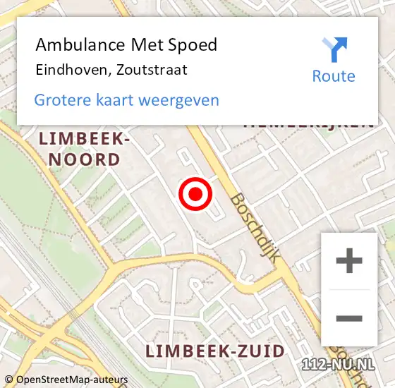 Locatie op kaart van de 112 melding: Ambulance Met Spoed Naar Eindhoven, Zoutstraat op 21 september 2016 14:12