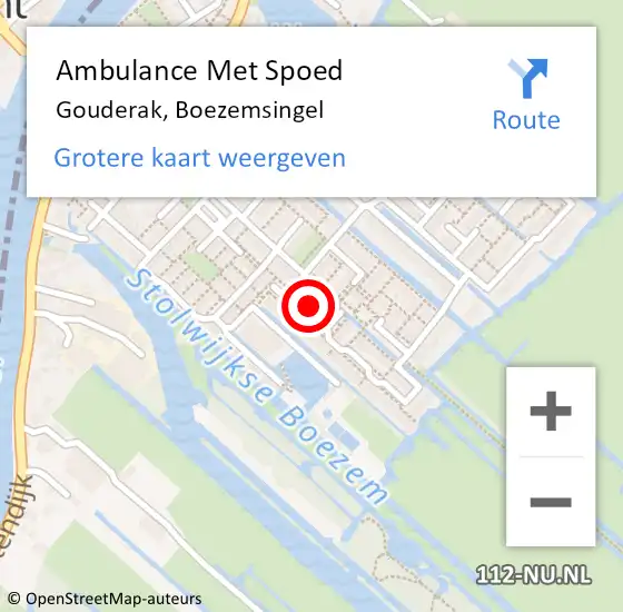 Locatie op kaart van de 112 melding: Ambulance Met Spoed Naar Gouderak, Boezemsingel op 21 september 2016 14:28