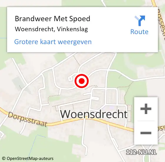 Locatie op kaart van de 112 melding: Brandweer Met Spoed Naar Woensdrecht, Vinkenslag op 21 september 2016 14:29