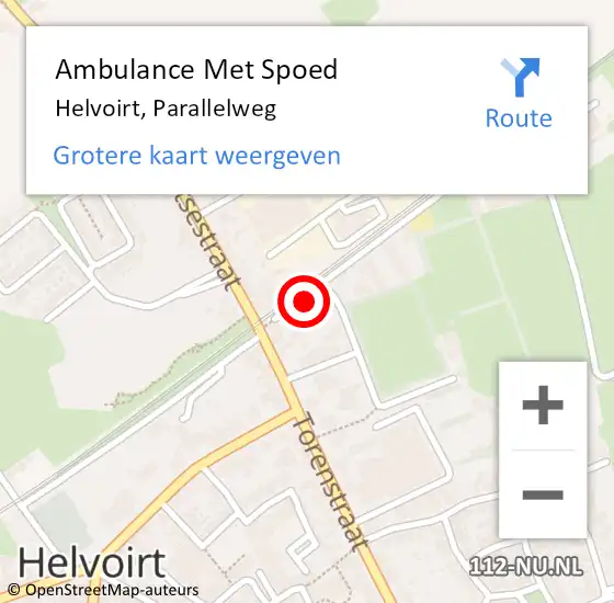 Locatie op kaart van de 112 melding: Ambulance Met Spoed Naar Helvoirt, Parallelweg op 21 september 2016 14:30