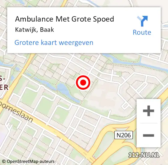 Locatie op kaart van de 112 melding: Ambulance Met Grote Spoed Naar Katwijk, Baak op 21 september 2016 14:50