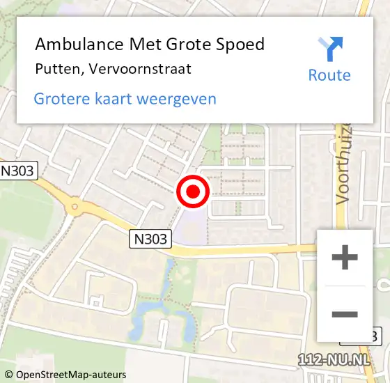 Locatie op kaart van de 112 melding: Ambulance Met Grote Spoed Naar Putten, Vervoornstraat op 21 september 2016 15:46