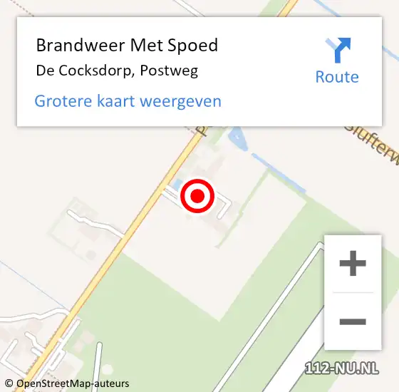 Locatie op kaart van de 112 melding: Brandweer Met Spoed Naar De Cocksdorp, Postweg op 21 september 2016 16:02