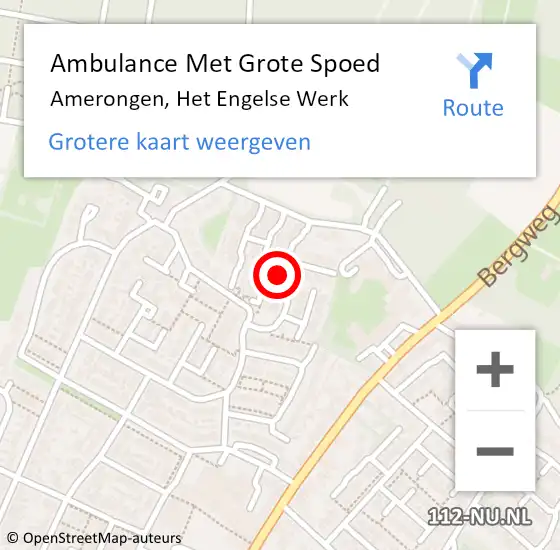 Locatie op kaart van de 112 melding: Ambulance Met Grote Spoed Naar Amerongen, Het Engelse Werk op 21 september 2016 16:21