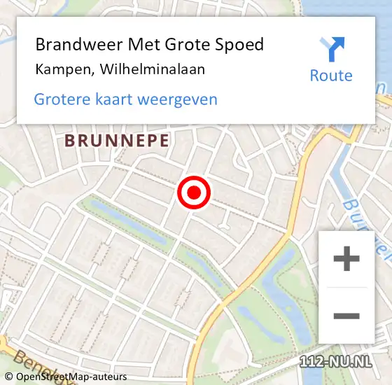 Locatie op kaart van de 112 melding: Brandweer Met Grote Spoed Naar Kampen, Wilhelminalaan op 21 september 2016 17:36