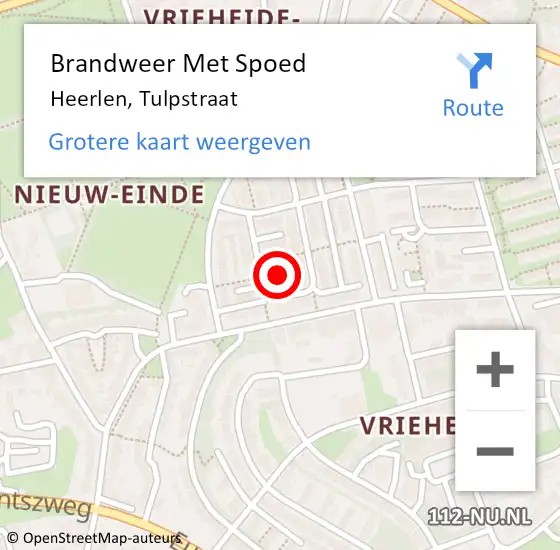 Locatie op kaart van de 112 melding: Brandweer Met Spoed Naar Heerlen, Tulpstraat op 21 september 2016 17:38