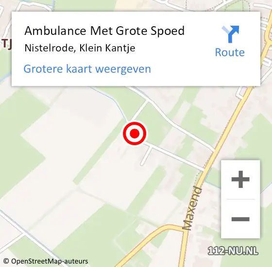 Locatie op kaart van de 112 melding: Ambulance Met Grote Spoed Naar Nistelrode, Klein Kantje op 21 september 2016 18:11