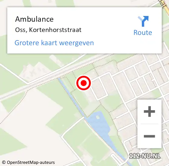 Locatie op kaart van de 112 melding: Ambulance Oss, Kortenhorststraat op 21 september 2016 18:34