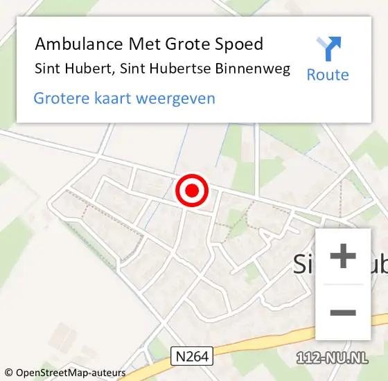 Locatie op kaart van de 112 melding: Ambulance Met Grote Spoed Naar Sint Hubert, Sint Hubertse Binnenweg op 21 september 2016 18:49