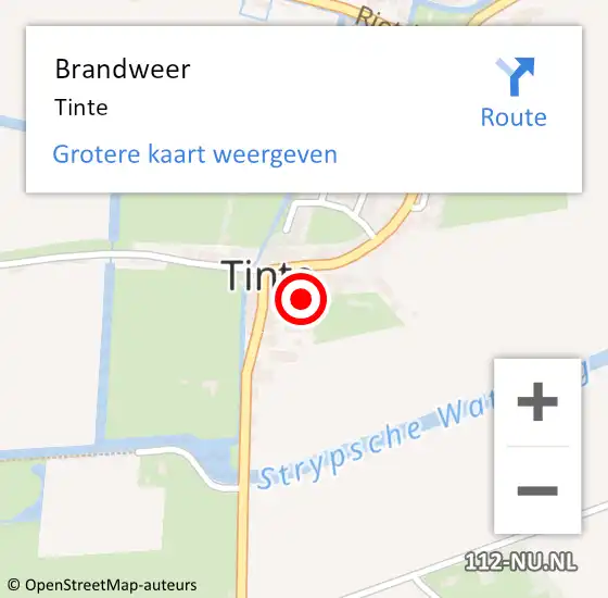 Locatie op kaart van de 112 melding: Brandweer Tinte op 21 september 2016 19:08