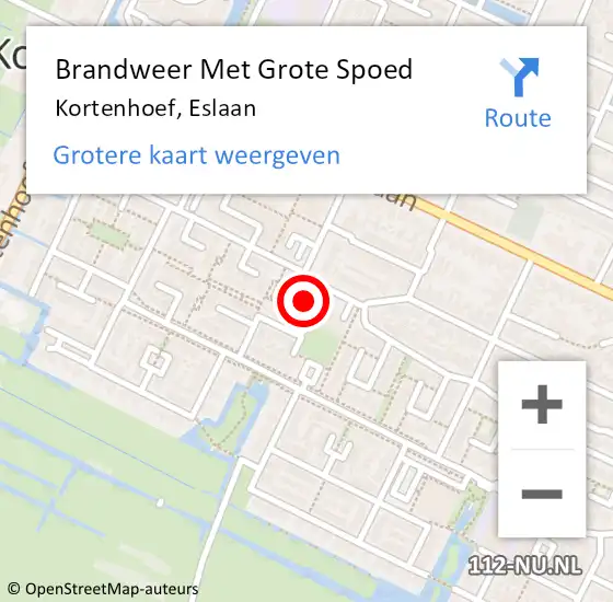 Locatie op kaart van de 112 melding: Brandweer Met Grote Spoed Naar Kortenhoef, Eslaan op 21 september 2016 19:25