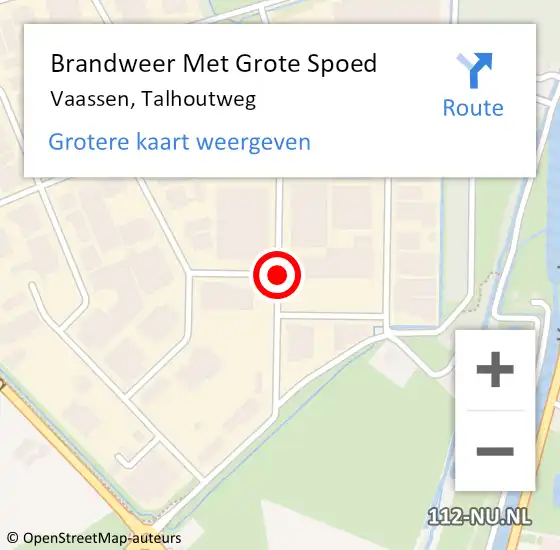 Locatie op kaart van de 112 melding: Brandweer Met Grote Spoed Naar Vaassen, Talhoutweg op 21 september 2016 19:38