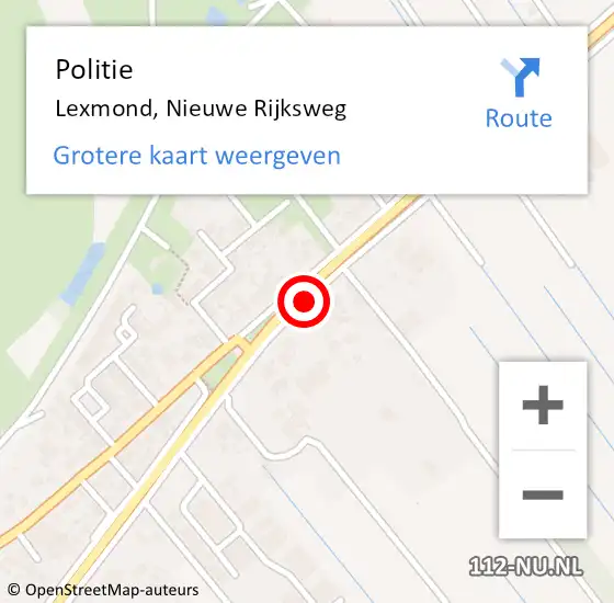 Locatie op kaart van de 112 melding: Politie Lexmond, Nieuwe Rijksweg op 21 september 2016 19:49