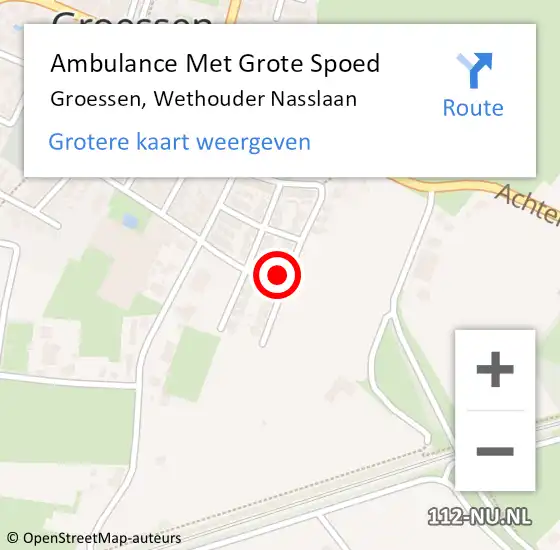 Locatie op kaart van de 112 melding: Ambulance Met Grote Spoed Naar Groessen, Wethouder Nasslaan op 21 september 2016 21:17