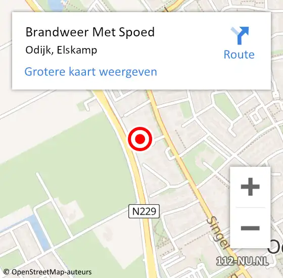 Locatie op kaart van de 112 melding: Brandweer Met Spoed Naar Odijk, Elskamp op 21 september 2016 21:29