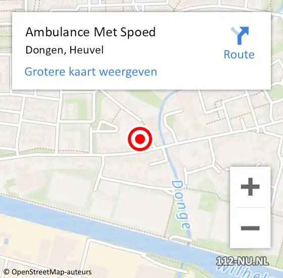 Locatie op kaart van de 112 melding: Ambulance Met Spoed Naar Dongen, Heuvel op 21 september 2016 21:49