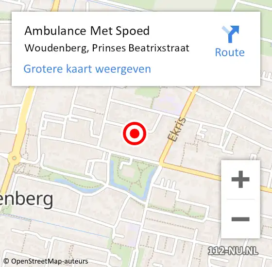 Locatie op kaart van de 112 melding: Ambulance Met Spoed Naar Woudenberg, Prinses Beatrixstraat op 21 september 2016 22:02