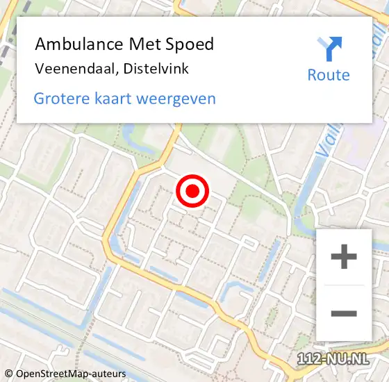 Locatie op kaart van de 112 melding: Ambulance Met Spoed Naar Veenendaal, Distelvink op 21 september 2016 22:11