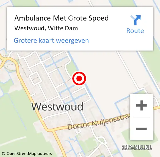 Locatie op kaart van de 112 melding: Ambulance Met Grote Spoed Naar Westwoud, Witte Dam op 21 september 2016 22:35