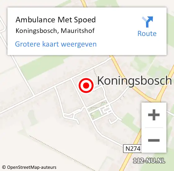 Locatie op kaart van de 112 melding: Ambulance Met Spoed Naar Koningsbosch, Mauritshof op 21 september 2016 23:20