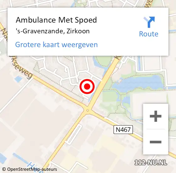 Locatie op kaart van de 112 melding: Ambulance Met Spoed Naar 's-Gravenzande, Zirkoon op 22 september 2016 00:16