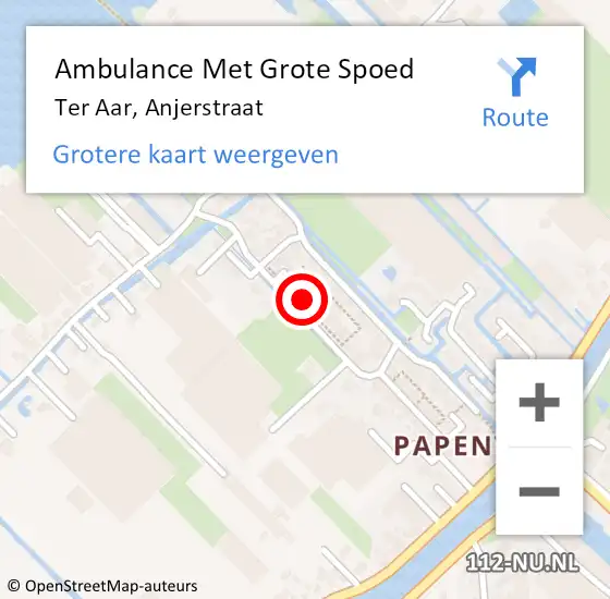 Locatie op kaart van de 112 melding: Ambulance Met Grote Spoed Naar Ter Aar, Anjerstraat op 22 september 2016 00:39