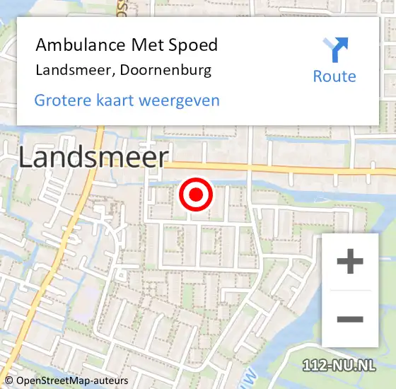 Locatie op kaart van de 112 melding: Ambulance Met Spoed Naar Landsmeer, Doornenburg op 22 september 2016 00:49