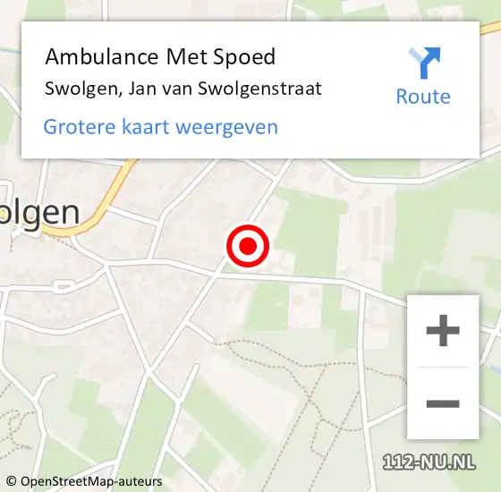 Locatie op kaart van de 112 melding: Ambulance Met Spoed Naar Swolgen, Jan van Swolgenstraat op 22 september 2016 01:24