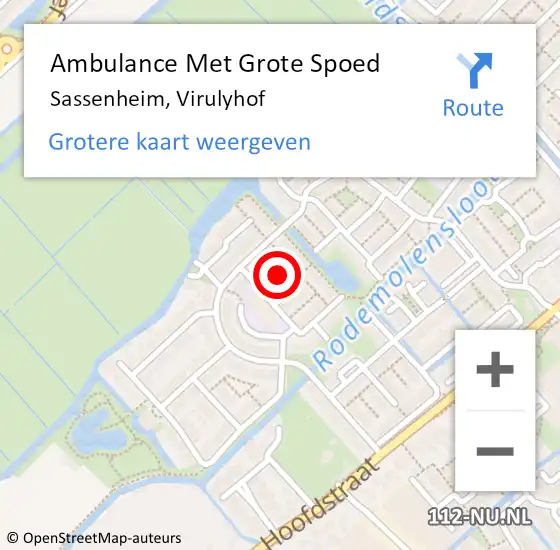 Locatie op kaart van de 112 melding: Ambulance Met Grote Spoed Naar Sassenheim, Virulyhof op 22 september 2016 02:21