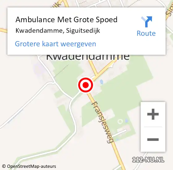Locatie op kaart van de 112 melding: Ambulance Met Grote Spoed Naar Kwadendamme, Siguitsedijk op 22 september 2016 03:55