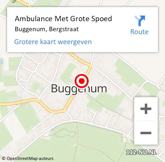 Locatie op kaart van de 112 melding: Ambulance Met Grote Spoed Naar Buggenum, Bergstraat op 22 september 2016 05:47